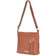 Torebki damskie - Torebka Skórzana Jasno Brązowa Listonoszka Damska Beltiomore X95 Brązowy, Beżowy - miniaturka - grafika 1