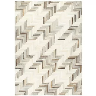 vidaXL Dywan, skóra z włosiem, patchwork, 80x150 cm, szary/biały 134392 - Dywaniki łazienkowe - miniaturka - grafika 1
