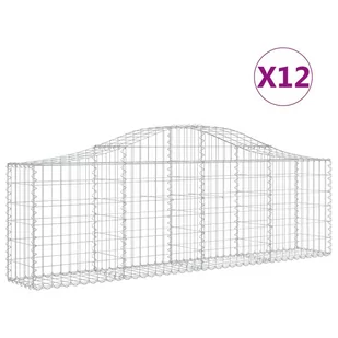VIDAXL Kosze gabionowe, 12 szt, 200x30x60/80 cm, galwanizowane żelazo - Ogrodzenia - miniaturka - grafika 3