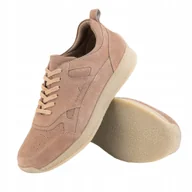 Sneakersy męskie - Lekkie zamszowe sneakersy męskie beżowe wygodne Ombre OM-FOSL-0205 V3 r. 45 - miniaturka - grafika 1