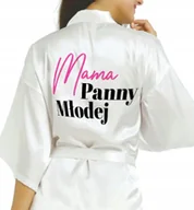 Piżamy damskie - SZLAFROK SATYNOWY BIAŁY Wieczór Panieński MAMA PANNY MŁODEJ Różne Wzory - miniaturka - grafika 1