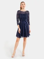 Sukienki - Swing Sukienka koktajlowa 77761210 Granatowy Regular Fit - miniaturka - grafika 1