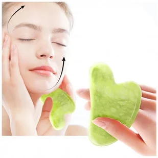 Deni Carte Masażer Jadeitowy Gua Sha Do Twarzy W Formie Płytki - Pozostałe akcesoria do makijażu - miniaturka - grafika 2