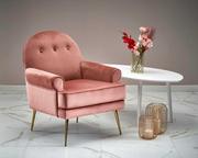 Fotele - SANTI fotel wypoczynkowy Halmar różowy / złoty  - miniaturka - grafika 1