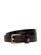Paski - Tommy Hilfiger Pasek Damski Th Libre 2.5 Croc AW0AW17975 Brązowy - miniaturka - grafika 1