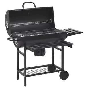 vidaXL Lumarko Grill beczkowy z kółkami i półkami, czarny, stal, 115x85x95 cm 313636 - Grille - miniaturka - grafika 1