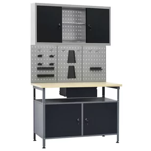 Stolik roboczy VIDAXL, czarny, 120x60x85 cm - Stoły warsztatowe - miniaturka - grafika 1
