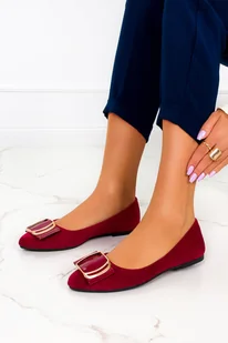 Baleriny Sergio Leone bordowe z klamrą BL623 - Baleriny - miniaturka - grafika 1