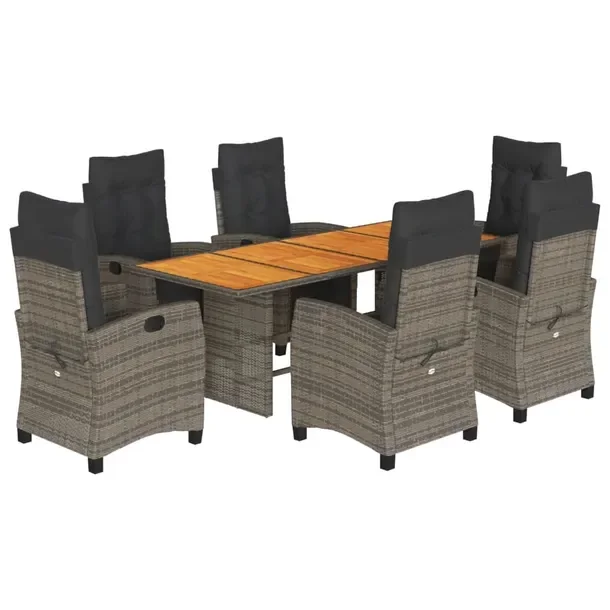 Zestaw Mebli Ogrodowych Rattan PE, Stół 190x80x74 cm, Krzesła 57x66x93 c