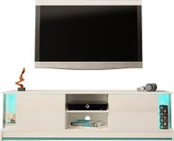 Szafki RTV - MEGSTYL SZAFKA RTV 185CM Z LISTWĄ LED - EFECTO 1 biały mat - biały połysk - miniaturka - grafika 1