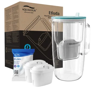 Szklany dzbanek filtrujący Etiuda Niebieski + 2 wkłady Pure+ - Dzbanki filtrujące - miniaturka - grafika 1