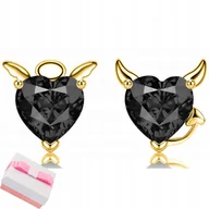 Biżuteria dla dzieci - Kolczyki srebrne serca aniołek i diabełek wkrętki srebro próba 925 - miniaturka - grafika 1