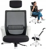 Fotele i krzesła biurowe - Krzesło Obrotowe Biurowe Fotel Ergonomiczny Obrotowy Biały Czarny FLEX - miniaturka - grafika 1