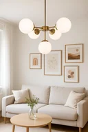 Lampy sufitowe - Lampa z mosiądzu z kulami nowoczesna lampa wisząca do salonu - miniaturka - grafika 1