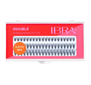 Ibra Ibra - DOUBLE FLARES EYELASH - KNOT-FREE NATURALS - Kępki sztucznych rzęs o podwójnej objętości - MIX (8 mm, 10 mm, 12 mm) IBRSOOB-JOB-03 - Pędzle do makijażu - miniaturka - grafika 1