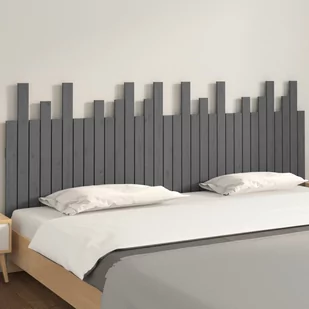 Wezgłowie łóżka, szare, 204x3x80 cm, lite drewno sosnowe Lumarko - Inne meble do sypialni - miniaturka - grafika 4