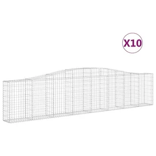 VIDAXL Kosze gabionowe, 10 szt, 400x30x80/100 cm, galwanizowane żelazo - Ogrodzenia - miniaturka - grafika 3