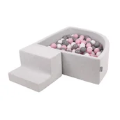 Zabawki do kąpieli - KiddyMoon Piankowy plac zabaw PPZP-TR30D-122 z piłeczkami jasnoszary: biały-szary-pudrowy róż basen 100/schodek Zabawka plac zabaw - miniaturka - grafika 1