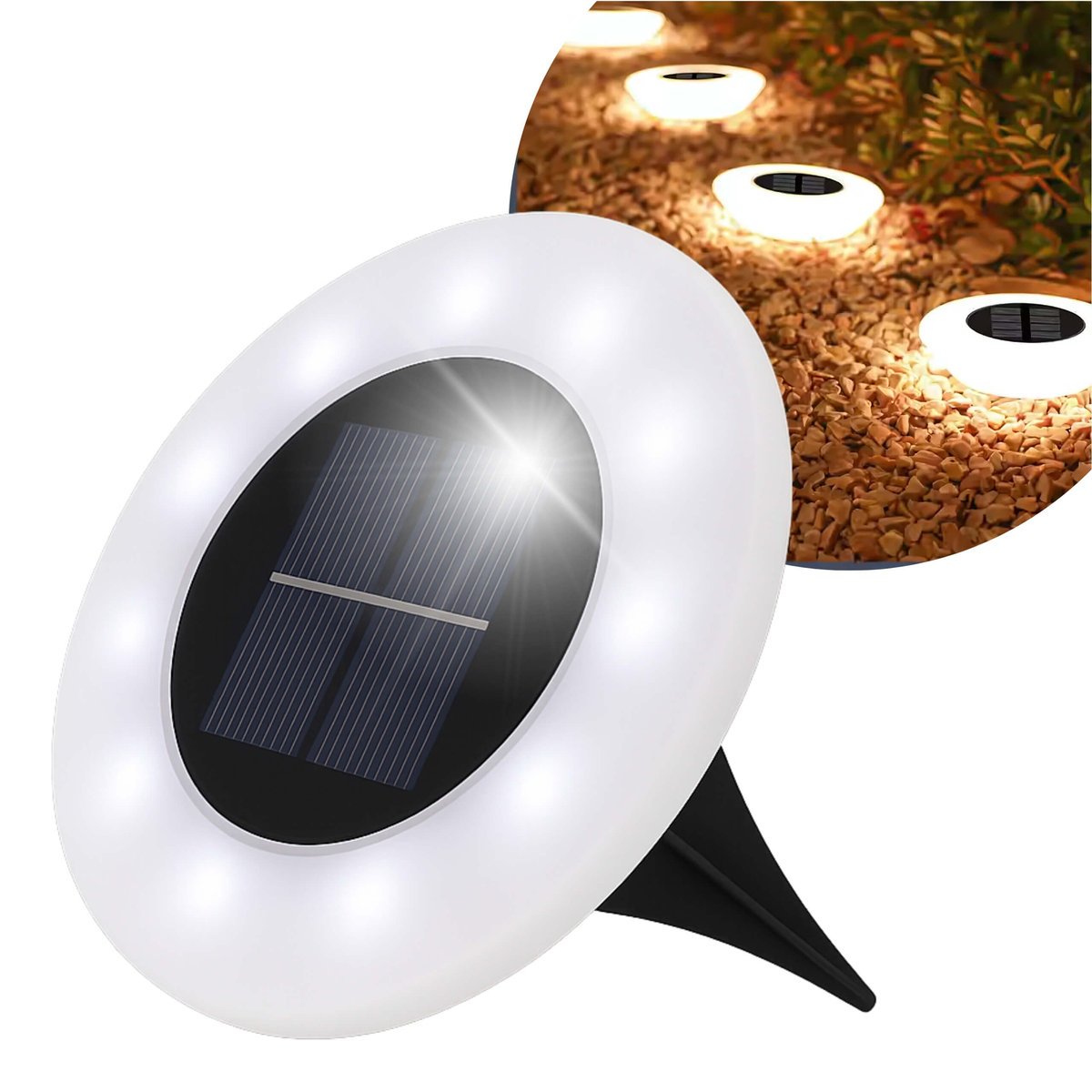 BLIXTAR Lampka Solarna Ogrodowa Wbijana LED 14, Gruntowa Lampa Najazdowa Wodoodporna