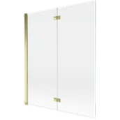 Parawany nawannowe - Mexen Mist parawan nawannowy 2-skrzydłowy lewy 140 x 150 cm, transparent, złoty - 8A9-140-002-50-00-L - miniaturka - grafika 1