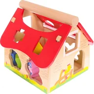 Sortery dla dzieci - Ecotoys Drewniany domek, farma sorter z klockami Ecotoys - miniaturka - grafika 1