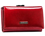 Portfele - Portfel damski skórzany czerwony lakierowany 4U CAVALDI elegancki na zatrzask i bigiel - miniaturka - grafika 1