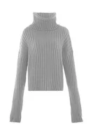Swetry damskie - Libbi Blonda damski sweter z golfem z modną talią i długimi rękawami, akryl jasnoszary melanż, rozmiar XL/XXL, jasnoszary melanż, XL - miniaturka - grafika 1