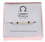 Bransoletki - ZŁOTA bransoletka znak zodiaku WAGA kamienie naturalne srebro 925 - miniaturka - grafika 1