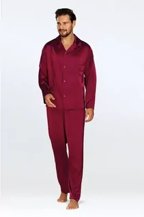 Piżamy męskie - Satynowa piżama męska Lukas bordowa M - grafika 1