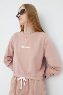 Bluzy damskie - Ellesse bluza bawełniana damska kolor różowy z aplikacją - grafika 1