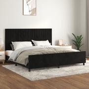 Łóżka - Lumarko Rama łóżka z zagłówkiem, czarna, 200x200 cm, aksamitna - miniaturka - grafika 1