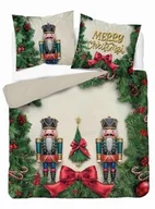 Pościel - Detexpol Pościel świąteczna 220x200 Merry Christmas kremowa zielona dziadek do orzechów choinka 5300 A Holland Święta 2024 - miniaturka - grafika 1