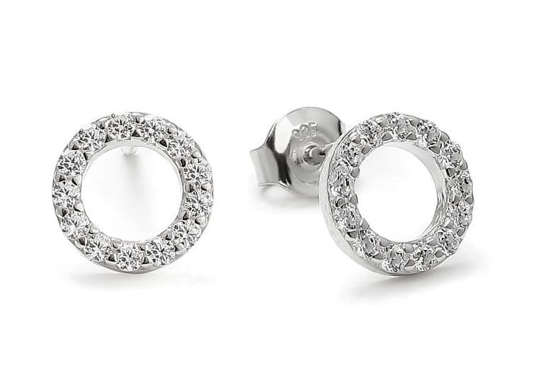 Srebrne kolczyki rodowane kółeczka z cyrkoniami