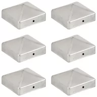 Akcesoria do ogrodzeń - vidaXL Zatyczki na słupki, piramidki, 6 szt., metalowe, 71x71 mm - miniaturka - grafika 1