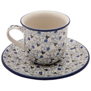 Filiżanka Do Herbaty Kawy 180 Ml Ze Spodkiem - Ceramika Artystyczna Bolesławiec - Filiżanki - miniaturka - grafika 1