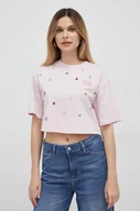 Koszulki sportowe damskie - Miss Sixty t-shirt bawełniany kolor różowy - miniaturka - grafika 1