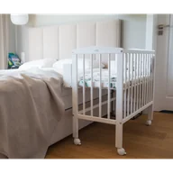 Łóżeczka i kojce - Łóżeczko dostawne 2w1 + materac BIAŁE - miniaturka - grafika 1