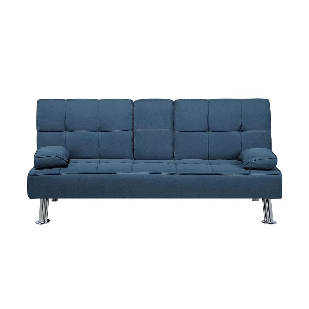 Beliani Rozkładana tapicerowana sofa ROXEN niebieska