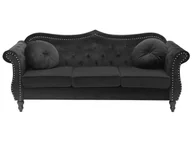 Sofy i kanapy - Beliani Sofa 3-osobowa Welurowa Czarna Skien - miniaturka - grafika 1