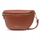 Nerki - PUCCINI Nerka Damska Saszetka Biodrowa Biodrówka Półksiężyc Brązowa TM253-2 - miniaturka - grafika 1