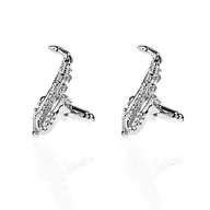 Spinki do mankietów i krawatów - Spinki do mankietów tematyczne srebrne saksofony EM 59 - EM Men's Accessories - miniaturka - grafika 1