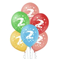 Balony i akcesoria - Balony - kolorowe z cyfrą 2 - 30 cm - 5 sztuk urodziny - miniaturka - grafika 1