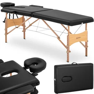 physa Łóżko do masażu składane - bardzo szerokie (70 cm) - odchylany zagłówek i podnóżek - drewno bukowe - czarne PHYSA VANNES BLACK - Stoły i łóżka do masażu - miniaturka - grafika 1