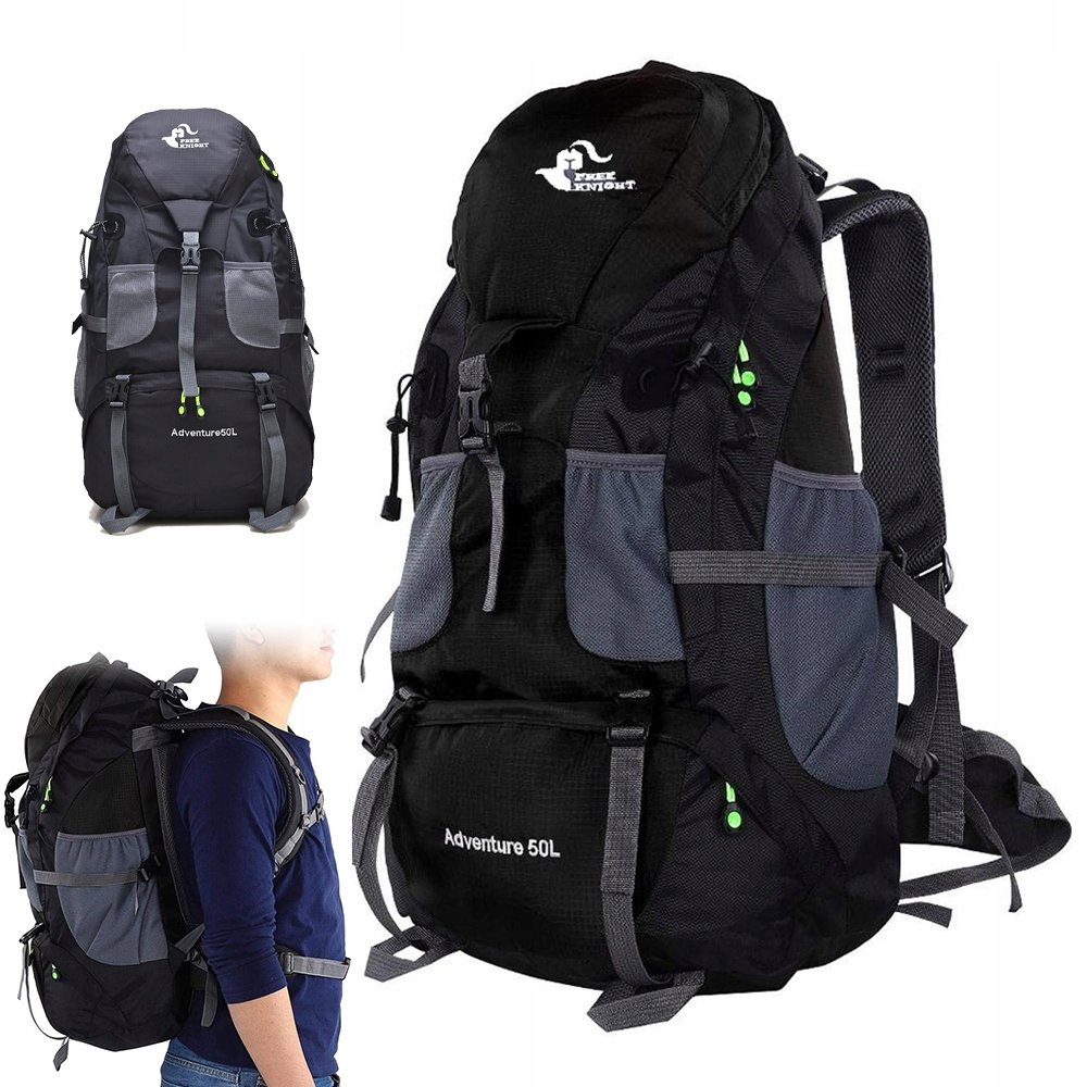 Plecak Sportowy Wielofunkcyjny Wodoodporny Torba Alpinistyczna Czarny 50L