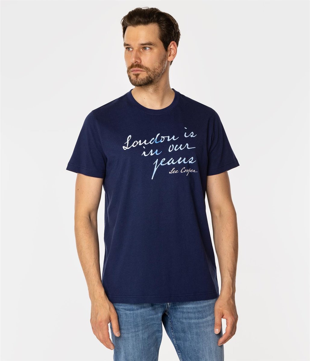 T-shirt męski z nadrukiem LONDON10 1016 MEDIEVAL BLUE-L