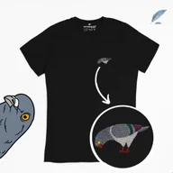 Koszulki męskie - Haftowany T-shirt - GOŁĄB - czarny M - miniaturka - grafika 1