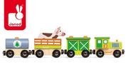 Pociągi dla dzieci - Janod Farma pociąg drewniany - miniaturka - grafika 1