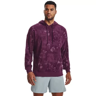 Bluzy sportowe męskie - Męska bluza dresowa nierozpinana z kapturem UNDER ARMOUR UA Journey Terry Hoodie - fioletowa - grafika 1