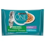 Mokra karma dla kotów - Purina karma dla kotów ONE Indoor mini filety z tuńczykiem z zieloną fasolą i cielęciną z marchewką w sosie 12x 4x85 g - miniaturka - grafika 1