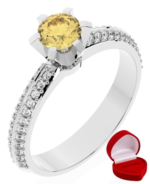 ZŁOTY PIERŚCIONEK ZARĘCZYNOWY 585 14k SZAFIR 0,30 ct BIAŁE ZŁOTO R18